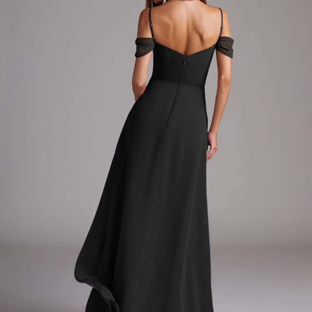Azazie Black Chiffon Bridesmaid Dress - Picture 2 of 5